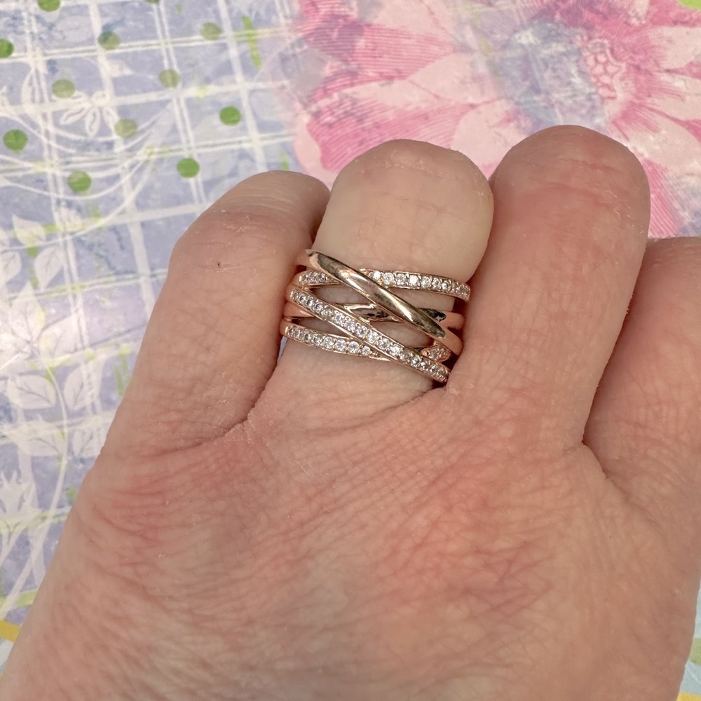 Pandora Sparkling & Polished Lines Ring Rose Gold